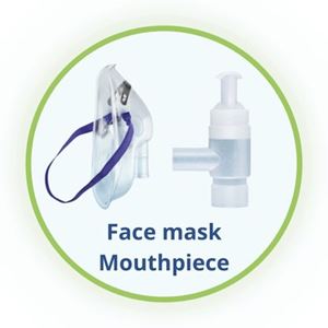 face mask or mouthpiece part of nebuliser is visibile in the image